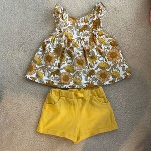 Cynthia Rowley Floral Top and Yellow Shorts Set, excellent condition